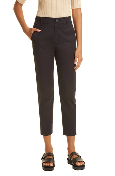 Vince Cotton Blend Cigarette Trousers In Black