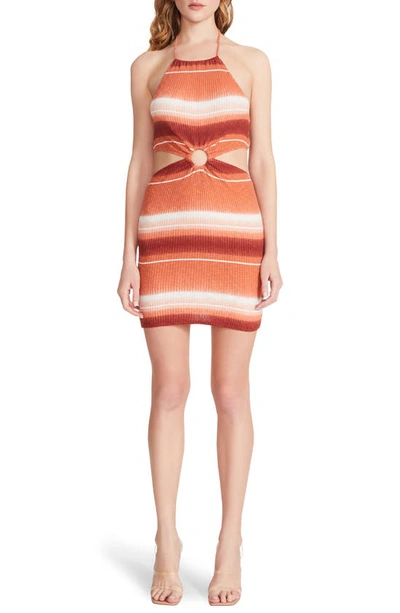 Bb Dakota By Steve Madden Disco Dream Stripe Cutout Stretch Cotton Minidress In Ginger