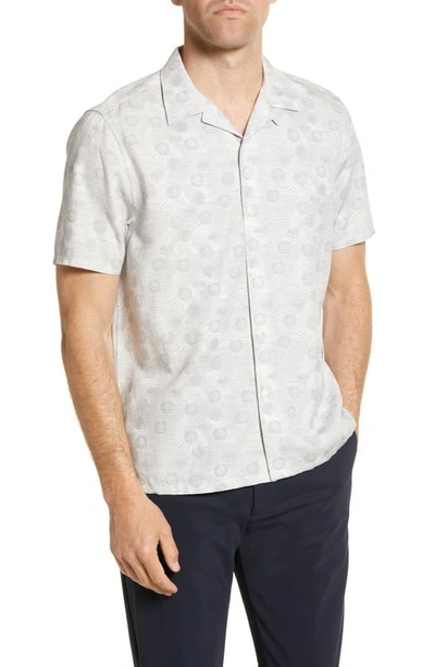 Ted Baker Maslin Spot Print Short Sleeve Button-up Camp Shirt In Light Grey