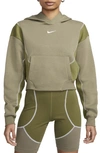Nike Sportswear Oversize Fleece Hoodie In Matte Olive/ White