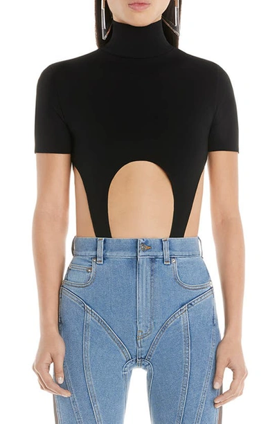 Mugler Black Cutout Knitted Bodysuit