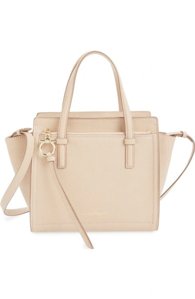 Ferragamo Small Amy Pebbled Leather Tote - Ivory In Beige