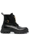 Dsquared2 Logo-buckle Leather Ankle Boots In Black