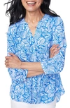Nydj High/low Crepe Blouse In Blue Cosmos