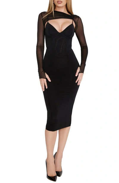 House Of Cb Beatrice Corset Midi Dress & Bolero Set In Black | ModeSens