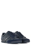 Hugo Boss Lace Up Hybrid Sneakers With Moisture Wicking Lining In Midnight Blue