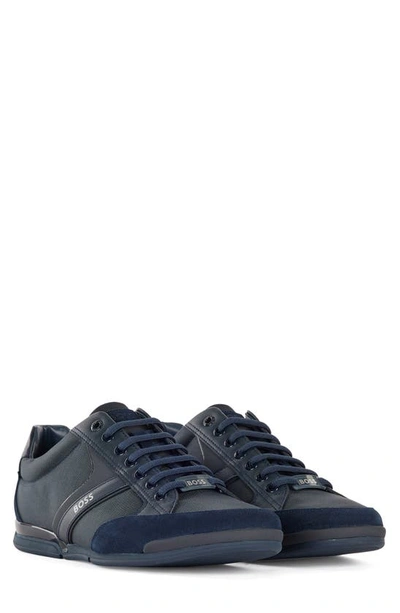 Hugo Boss Boss  Lace-up Sneakers - 黑色 In Dark Blue