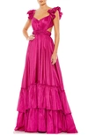Mac Duggal Sweetheart Neck A-line Tiered Gown In Magenta