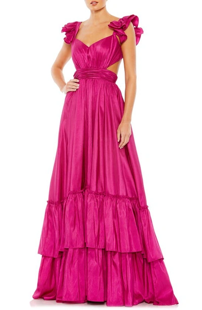 Mac Duggal Sweetheart Neck A-line Tiered Gown In Magenta