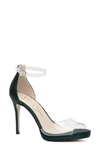 Jessica Simpson Women's Daisile Ankle Strap Heeled Sandals Women's Shoes In Clear/emerald