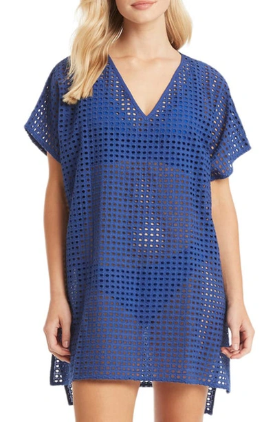 Sea Level Eyelet Cover-up Caftan In Cobalt