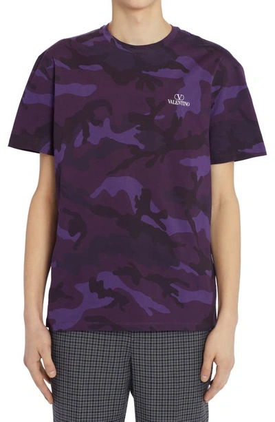 Valentino Camouflage-print Cotton T-shirt In Purple Camo