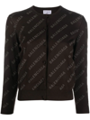 Balenciaga Logo-print Cropped Cardigan In Brown