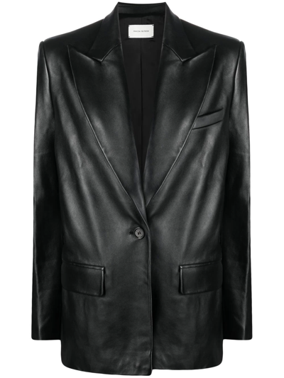 Magda Butrym Oversize Tailored Leather Blazer In Black