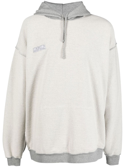 Vetements Inside-out Effect Drawstring Hoodie In Grey