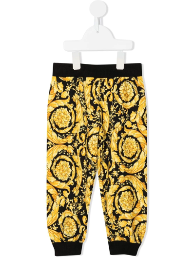 Versace Babies' Baroque-pattern Tracksuit Bottoms In Yellow