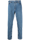 OFF-WHITE CROPPED BELTED DENIM JEANS