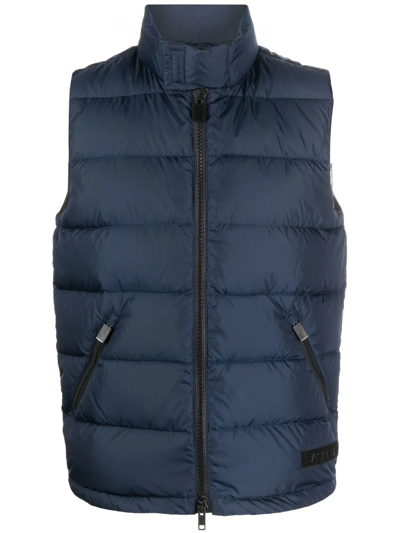 Aspesi Logo-patch Feather-down Gilet In Blue