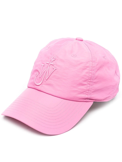 Jw Anderson Pink Embroidered Anchor Baseball Cap In Multicolor