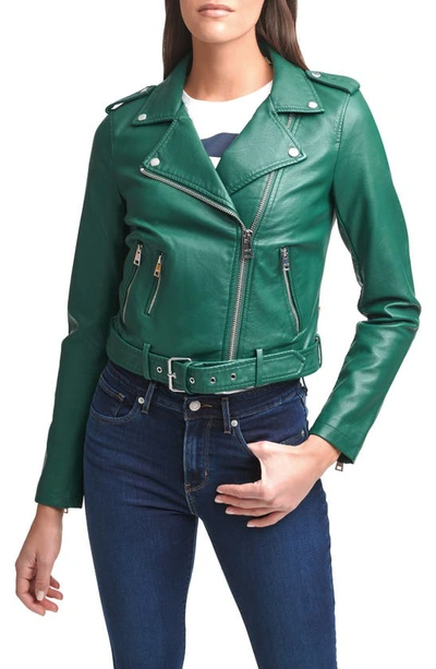 Levi's® Faux Leather Fashion Belted Moto Jacket In Forest Green