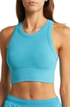 Alo Yoga Delight Seamless Knit Bra In Blue Splash