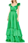 Mac Duggal Sweetheart Neck A-line Tiered Gown In Lime