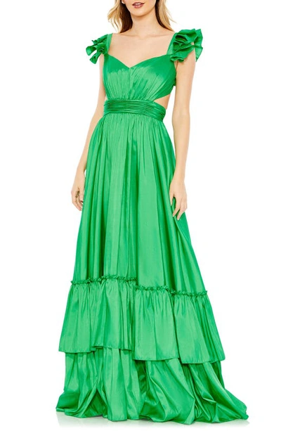 Mac Duggal Sweetheart Neck A-line Tiered Gown In Lime