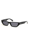 Guess 56mm Rectangular Sunglasses In Shiny Black / Smoke