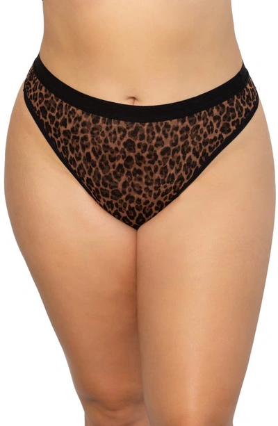 Curvy Couture Sheer Mesh Hi-cut Thong In Designer Leopard
