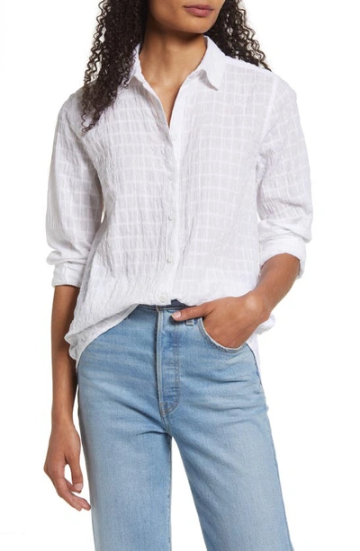 Beachlunchlounge Charlene Pucker Button-up Shirt In White Veil