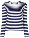 Comme Des Garçons Play Logo Horizontal Stripe Long-sleeved T-shirt In Blue