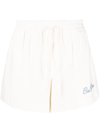 Blue Sky Inn Linen Shorts With Logo Embroidery In White