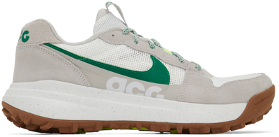 Nike Acg Lowcate "light Iron Ore/green" Sneakers In Lt Iron Ore/malachite-summit White-volt