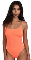 Hunza G Pamela Neon Orange Seersucker Swimsuit