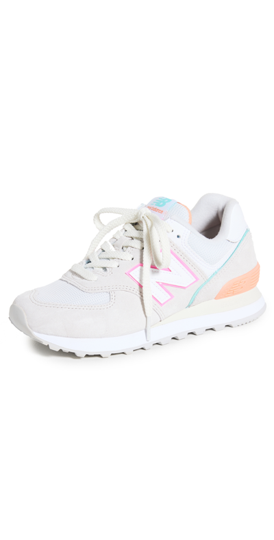 New Balance 574 Trainer In Nimbus Cloud/peach Glaze