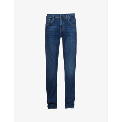 7 For All Mankind Slimmy Tapered Luxe Performance Plus Slim-fit Tapered Jeans In Mid Blue