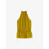 Ted Baker Cliara Textured Stretch-woven Halter-neck Top In Mid-yellow
