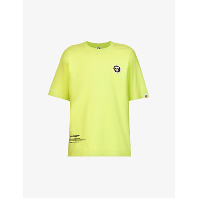 Aape 1 Point Brand-patch Cotton-jersey T-shirt In Yellow