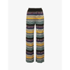 Missoni Striped Wide-leg High-rise Wool-blend Trousers In Multicolor Dark