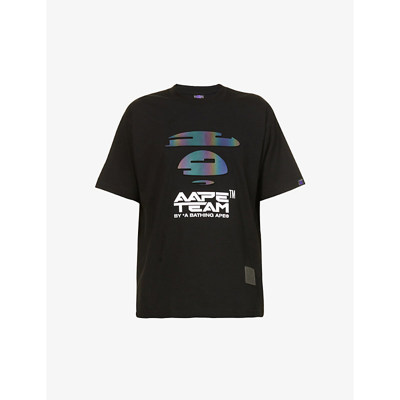 Aape Logo-print Relaxed Fit Cotton Jersey T-shirt In Black