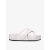 Stella Mccartney Vesta Logo-print Faux-leather Wedge Sandals In Grey/light