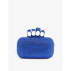ALEXANDER MCQUEEN FOUR-RING CRYSTAL-EMBELLISHED LEATHER CLUTCH BAG
