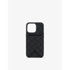 BOTTEGA VENETA BOTTEGA VENETA WOMEN'S BLACK INTRECCIATO SILICONE IPHONE 13 PRO PHONE CASE,58477091