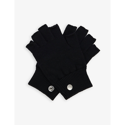 Rick Owens Fine-knit Wool Fingerless Gloves In Black