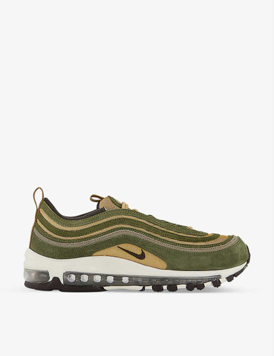 Nike Air Max 97 Logo-embroidered Leather And Mesh Low-top Trainers In Rough Green/ironstone-mtlc Gold-matte Olive