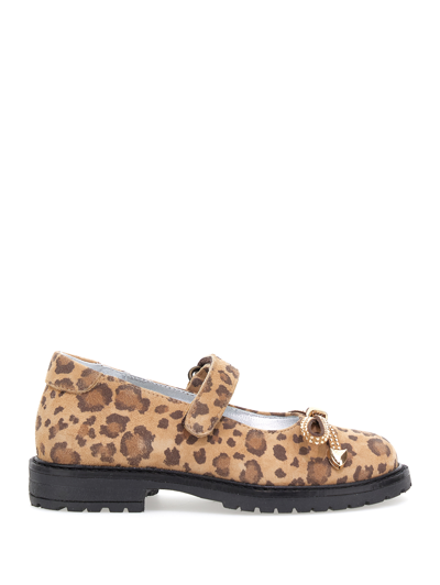 Monnalisa Animal Print Suede Ballet Flats