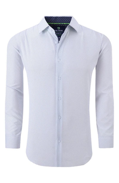 Tom Baine Regular Fit Performance Stretch Long Sleeve Button Front Shirt In White