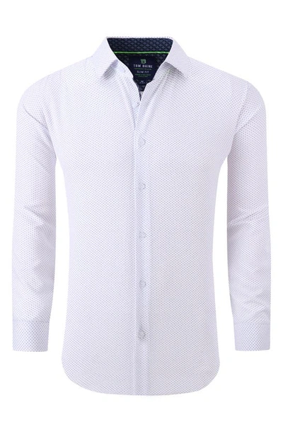 Tom Baine Regular Fit Performance Stretch Long Sleeve Button Front Shirt In White