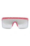 Tipsy Elves 50mm Splatter Shield Novelty Sunglasses In Pink Frame/ Silver Lens