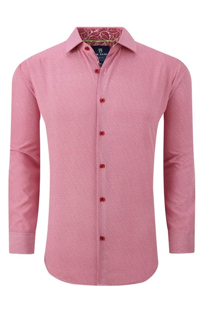 Tom Baine Regular Fit Performance Stretch Long Sleeve Button Front Shirt In Red